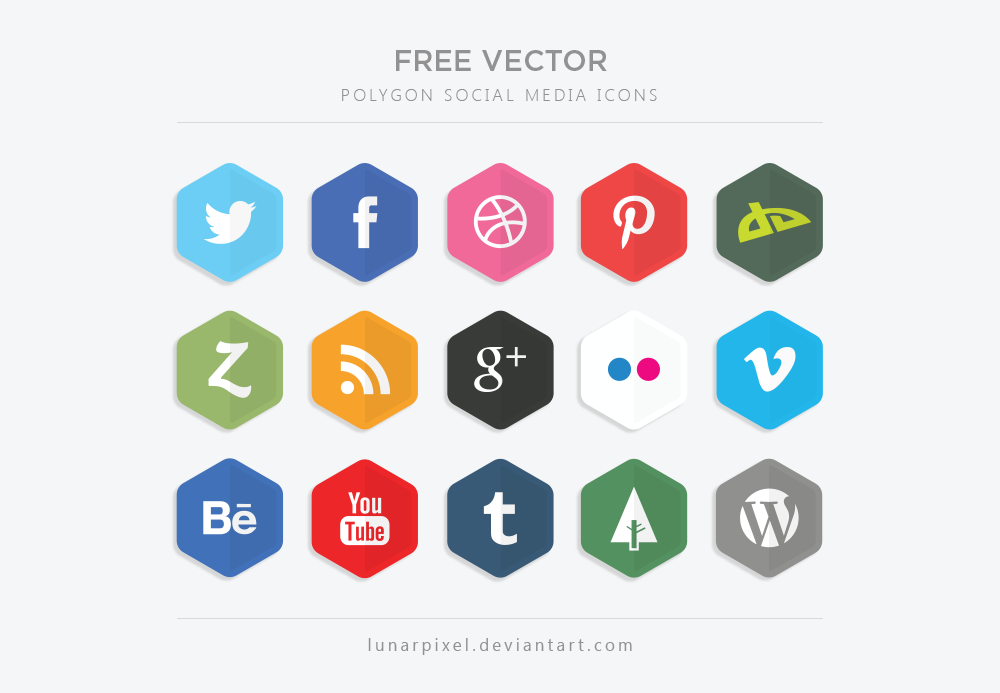 Free Vector Polygon Social Media Icons