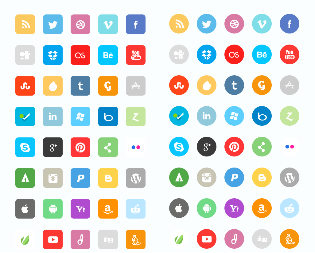 flat social icon set
